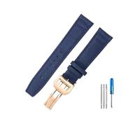 PIGLOLKINY 20/22mm Nylon Canvas Fabric Watch Band Fit for IWC Pilot Spitfire Timezone Top Gun Strap(Blue-Rose-Z7,20mm)