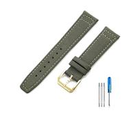PIGLOLKINY 20/22mm Nylon Canvas Fabric Watch Band Fit for IWC Pilot Spitfire Timezone Top Gun Strap(Green-Golden-K10,20mm)