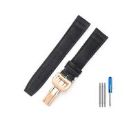 PIGLOLKINY 20/22mm Nylon Canvas Fabric Watch Band Fit for IWC Pilot Spitfire Timezone Top Gun Strap(Black-Rose-Z7,20mm)