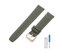 PIGLOLKINY 20/22mm Nylon Canvas Fabric Watch Band Fit for IWC Pilot Spitfire Timezone Top Gun Strap(Green-Rose-K10,20mm)
