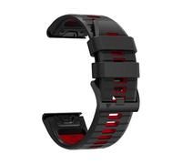PIGLOLKINY 26 22mm Quick Fit Strap For Garmin Instinct 2X Solar Forerunner 970 965 955 Sport Bands Fenix 8 E 7 7X 6 6X Pro 5 5X(Black Red,26mm QuickFit)