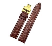 PIGLOLKINY Crocodile Leather Strap Fit For Longines For Omega For Rossini For Citizen For Tissot Butterfly Class Watch Chain(BLACK WHITE,17mm-width)