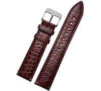PIGLOLKINY Crocodile Leather Strap Fit For Longines For Omega For Rossini For Citizen For Tissot Butterfly Class Watch Chain(Light Pink White,19mm-width)