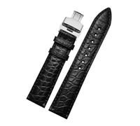 PIGLOLKINY Crocodile Leather Strap Fit For Longines For Omega For Rossini For Citizen For Tissot Butterfly Class Watch Chain(Beige,22mm-width)