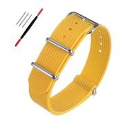 PIGLOLKINY Durable Nylon Ribbed Watch Strap Stripped Sport Band Replacement Wristband Belt Accessories(Yellow,19mm)