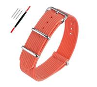 PIGLOLKINY Durable Nylon Ribbed Watch Strap Stripped Sport Band Replacement Wristband Belt Accessories(Orange,22mm)