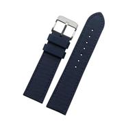 PIGLOLKINY For Omega For Seiko For Casio For Tissot Watch Strap 20/22/24mm Nylon Leather Men's Waterproof Canvas Bracelet(A-blue-silver,20mm)