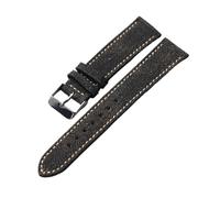 PIGLOLKINY Handmade Old Canvas Strap Vintage Style Men Watch Bracelet 18-22MM Black Green Sticker Cowhide Leather(B Silver buckle,21mm)