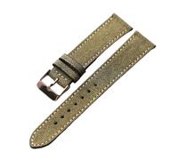 PIGLOLKINY Handmade Old Canvas Strap Vintage Style Men Watch Bracelet 18-22MM Black Green Sticker Cowhide Leather(A rose gold buckle,19mm)