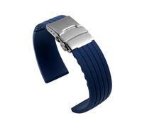 PIGLOLKINY Silicone Rubber Watch Strap Band Deployment Buckle 18mm 20mm 22mm 24mm For Omega Replace The(Blue,24mm)