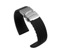 PIGLOLKINY Silicone Rubber Watch Strap Band Deployment Buckle 18mm 20mm 22mm 24mm For Omega Replace The(Black,20mm)