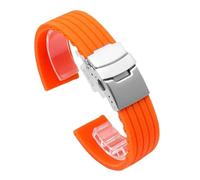 PIGLOLKINY Silicone Rubber Watch Strap Band Deployment Buckle 18mm 20mm 22mm 24mm For Omega Replace The(Orange,22mm)