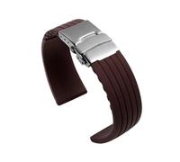 PIGLOLKINY Silicone Rubber Watch Strap Band Deployment Buckle 18mm 20mm 22mm 24mm For Omega Replace The(Coffee,24mm)