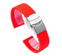 PIGLOLKINY Silicone Rubber Watch Strap Band Deployment Buckle 18mm 20mm 22mm 24mm For Omega Replace The(Red,18mm)