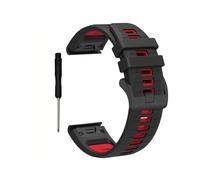 PIGLOLKINY Silicone Watch Strap 26mm 22mm QuickFit For Garmin Band Fenix 8 7X 7 7S 6X 6 Pro 5 5X Epix 2 Forerunner 965 955 945 Instinct(C-Black Red,26MM)