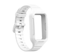 PIGLOLKINY Strap For Huawei Band 6 7 8 9 10 Wristband Soft Silicone With Case Replacement Bracelet(White)