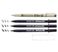 PIGMA MICRON Sakura Brush Pen. Black Felt Tip Brush FB, MB, BB and 05 + 1 Card