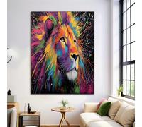 Pigment Lion Canvas Paintings on the Wall Art Posters and Prints, Abstract Pictures Living Room Office Modern Home Decoration, 60x90cm Artistic Canvas Print, Colorful