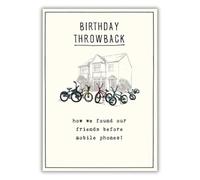 Pigment Productions Funny Birthday Card for Men - Nostalgic Throwback Bicycle Design - Amusing Birthday Greeting Card - 'How We Found Friends Before Mobile Phones'