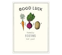 Pigment Productions Funny Good Luck Card - Root Vegetables Joke with Embossed Finish, Eco-Friendly & Made in the UK