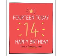 Pigment Productions Graphic Open Milestone 'Happy Birthday' Greeting Card - Age 14 - From The Happy Jackson Range - Have A Fantastic One! - Embossed Finish