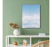 Pigment Texture Print Wall Art Decor for Bathroom Cloakroom, Sky Blue Art Canvas Print Poster, Minimalism Pictures Paintings Kitchen Bedroom Decor Murals, 32x47in No Frame