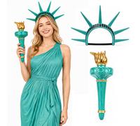 Pigmiss Statue of Liberty Crown and Torch, Lady Liberty Costume Accessories | Halloween Cosplay Headpiece Independence DayOutfit for Women