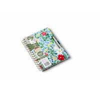 Pigna, A5 Nature Flowers Spiral Bound Notebook with Stickers, Inner Pocket and Pen Holder, Hard Cover, 16 x 21.3 cm, Inside 1R, 80 g/m² Recycled Paper, Light Blue Background, Pack of 1