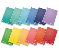 Pigna Monocromo - Pack of 10 A5 Notebooks, Assorted Colours, 4M/-7, Squared Notebooks 4 mm