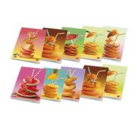 Pigna Pack of 10 Fruits A4 Maxi Notebooks, 80 Pages + Notebook, 5 mm Square with Margin