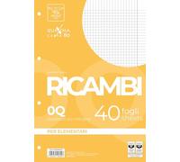 Pigna, Pack of 40 Spare Parts with 4 Holes for Filing, F..to A4 Sheets, 21 x 29.7, Sheets with Holes Without Reinforcement, 0Q, 5 mm Squares with Margin