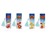 pigpigboss Christmas Socks Bookmark Diamond Painting Kit - 4 Pack Bookmark Dimaond Painting Art Crystal Christmas Bell Bookmark Diamond Painting Set Christams Book Decor Gift for Adult Kid (21 x 6 cm)