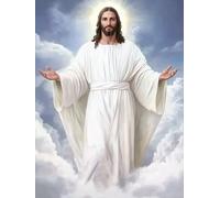 pigpigboss Cloud Jesus Diamond Painting Kit, 5D Full Round Sky Jesus Diamond Art Painting, Religious God Paint with Diamonds for Adult Beginner Holiday Blessing Decor (12 X 16 Inches)