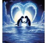 pigpigboss Heart Kiss Penguins Diamond Painting Art Kit, 5D Full Drill Kiss Penguins Crystal Diamond Dots Arts Crafts for Adults Beginner Home Office Decor (11.8 x 11.8 inches)