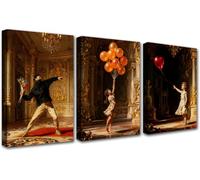 PIGPIGFLY Banksy Canvas Wall Art Triptych: Framed Flower Thrower, Girl with Balloon & Nola Paintings - Large Wall Art for Living Room,Street art Graffiti,Bedroom Mural (30x40cm Wood Frame)
