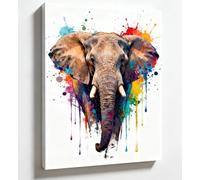 PIGPIGFLY Elephant Doodle Canvas Wall Art - 30x40cm Framed Print, Symbol of Wisdom & Luck, Perfect for Nursery, Bedroom & Living Room