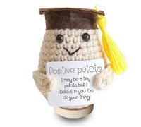 PIGPIGFLY Handmade Graduation Potato Doll with Lucky Charm Coin - Exam Good Luck Gifts for Her 2025, Positive Pocket Hug for Students,Exam Stress Relief Gift for Women