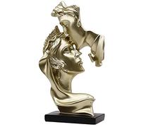 PIGPIGFLY Liebeskiss Statue, Abstract Sculpture, Decorative Figures, Decorative Living Room Modern for Standing, Abstract Sculpture Polyresin, Gift Idea (Gold)
