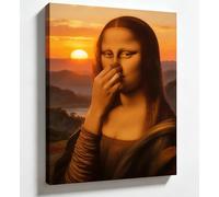 PIGPIGFLY Mona Lisa in Toilet Parody Poster - 30x40cm Framed Canvas Wall Art, Satirical Bathroom Decor, Funny Classic Art Remix