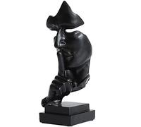 PIGPIGFLY Silence Is Gold Statue, Shelf Decoration, Abstract Sculpture, Statue of the Silent, Modern Living Room Ornaments (Black)