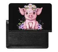 Pigs Animals Floral Print Passport Holder Cover PU Leather Passport Wallet Organizer Protector Slim Travel Accessories