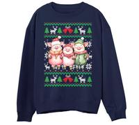Pigs Christmas Sweatshirt for Children Festive Adorable Farm Animal Christmas Jumper for Boys Girls Ugly Xmas Sweater for Children, 12-13 Years, Navy