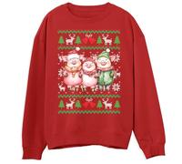 Pigs Christmas Sweatshirt for Children Festive Adorable Farm Animal Christmas Jumper for Boys Girls Ugly Xmas Sweater for Children, 7-8 Years, Red