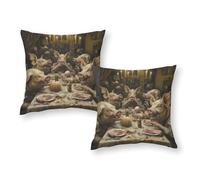 Pigs Dining in A Dimly Lit Room Pillowcases 2 Pack Wrinkle Free Breathable King Size Pillow Cases Home &Hotel 18"x18"
