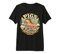 Pigs Fly Department Flying Pig Impossible Humor Premium T-Shirt