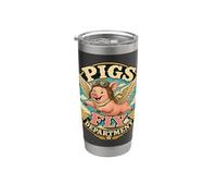 Pigs Fly Department Flying Pig Impossible Humor Stainless Steel Insulated Tumbler