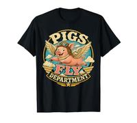 Pigs Fly Department Flying Pig Impossible Humor Value Graphic T-Shirt
