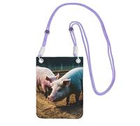 Pigs In Farm Print Crossbody Bag For Women, Shoulder Bag Purse, Travel Sport Mini Phone Bag, Phone Wallet, Purple, One Size