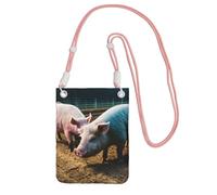 Pigs In Farm Print Crossbody Bag For Women, Shoulder Bag Purse, Travel Sport Mini Phone Bag, Phone Wallet, Pink, One Size