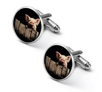 Pigs Lying on The Fence Alloy Cufflinks Men's Classic Cuff Link Fashion Shirt Accessories for Business Party Wedding 2.0cm